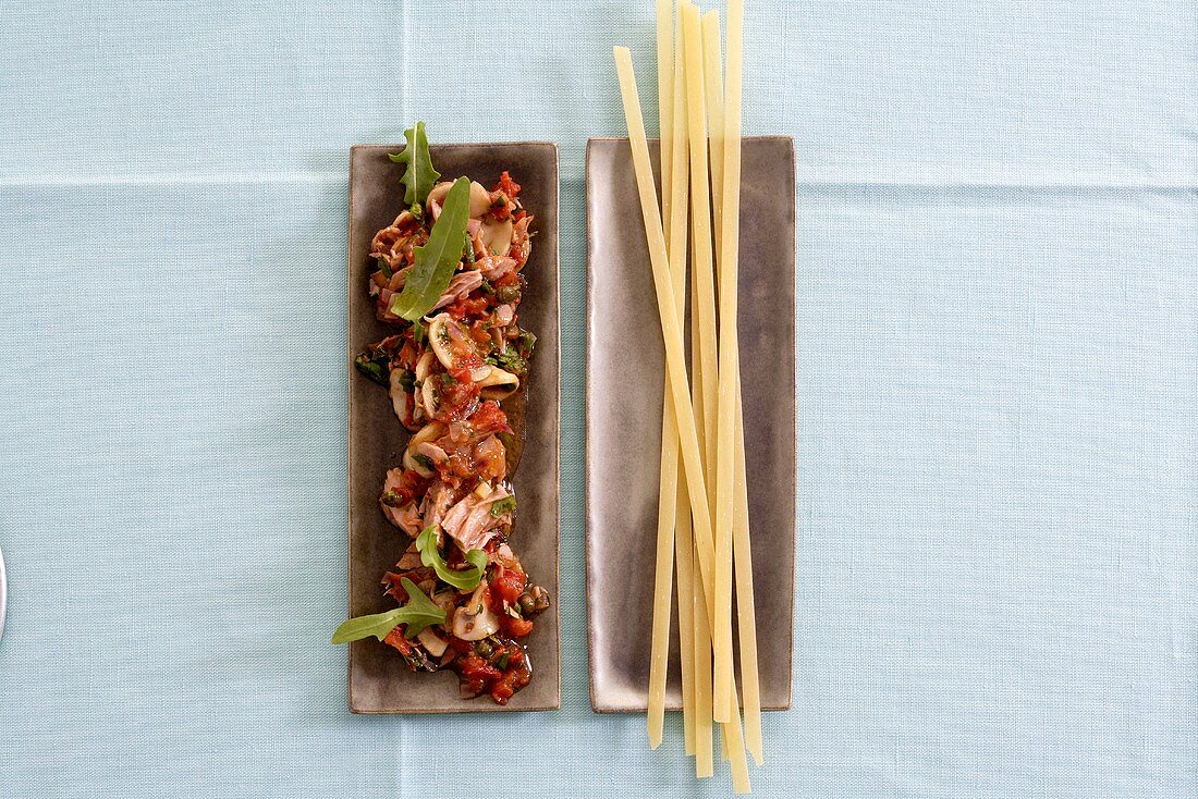 Mushroom and tuna sauce (goes well with pasta)