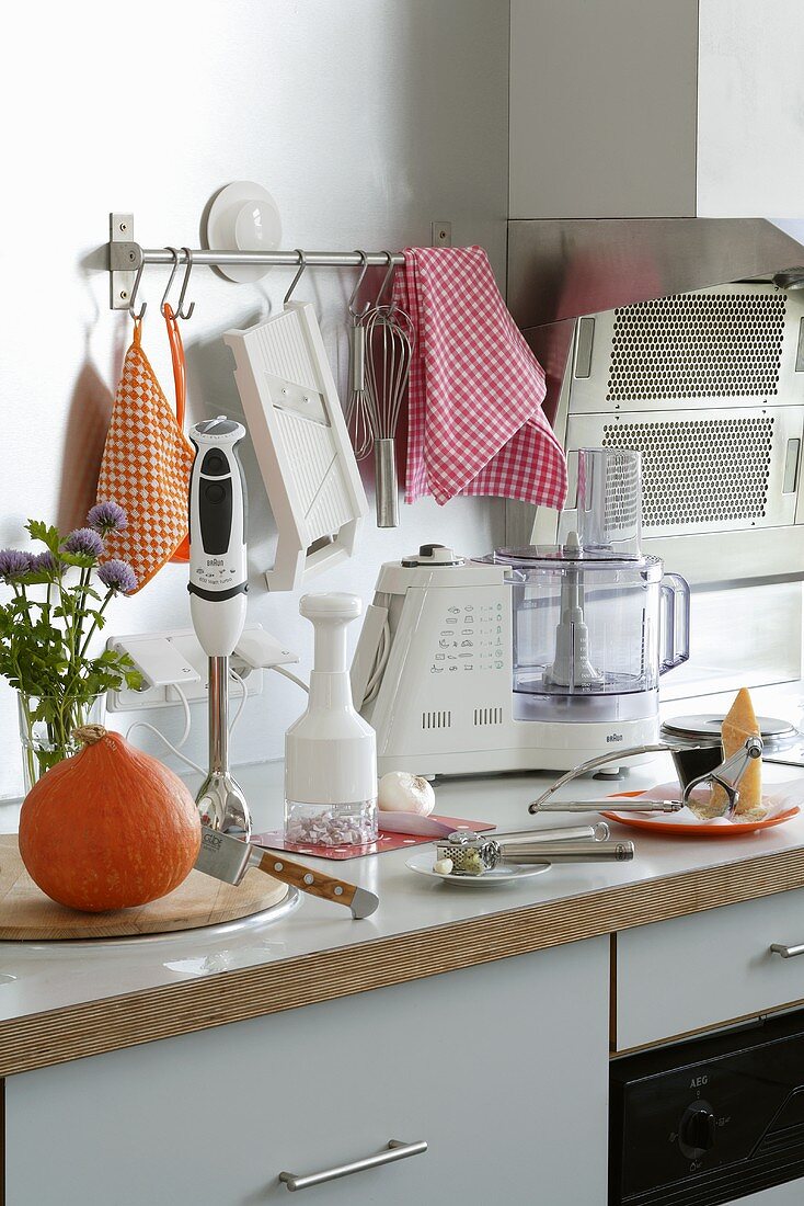 View of various kitchen appliances in a kitchen