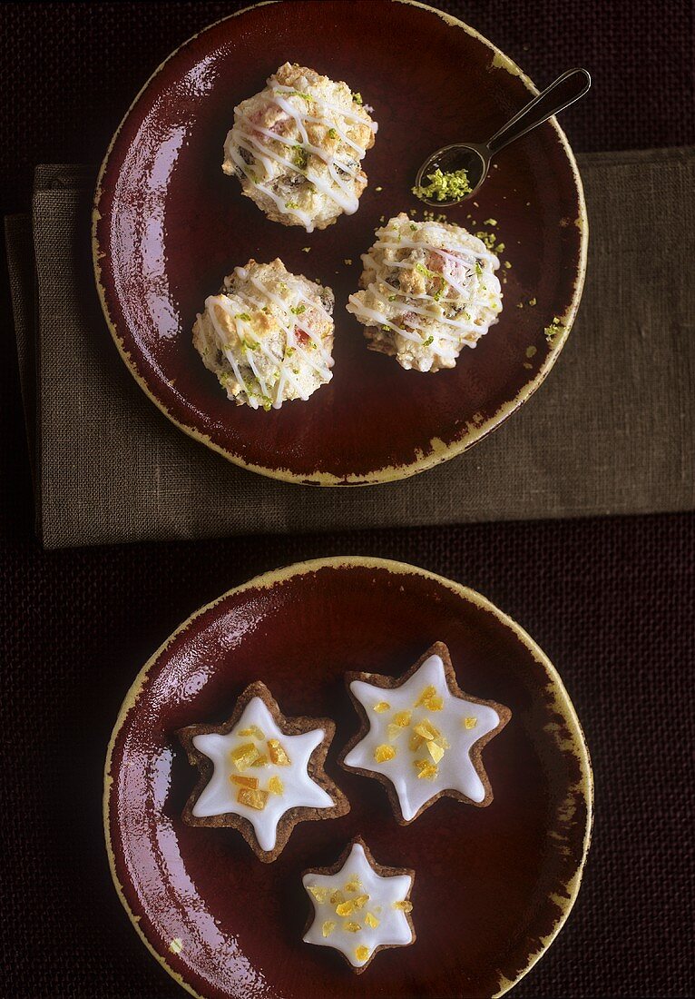 Star biscuits with candied orange peel & fruity coconut macaroons