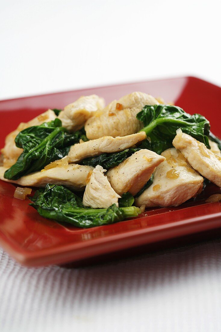 Chicken and spinach stir-fry
