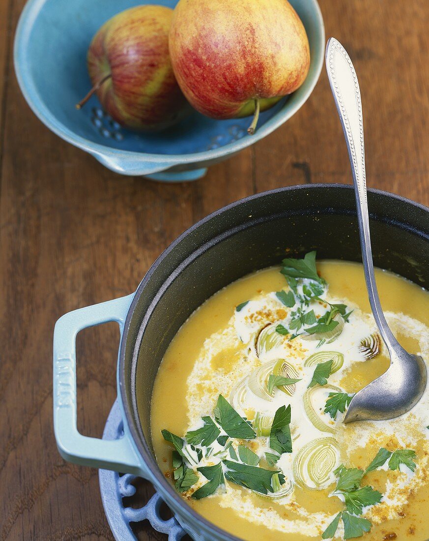 Apfel-Lauch-Suppe mit Curry