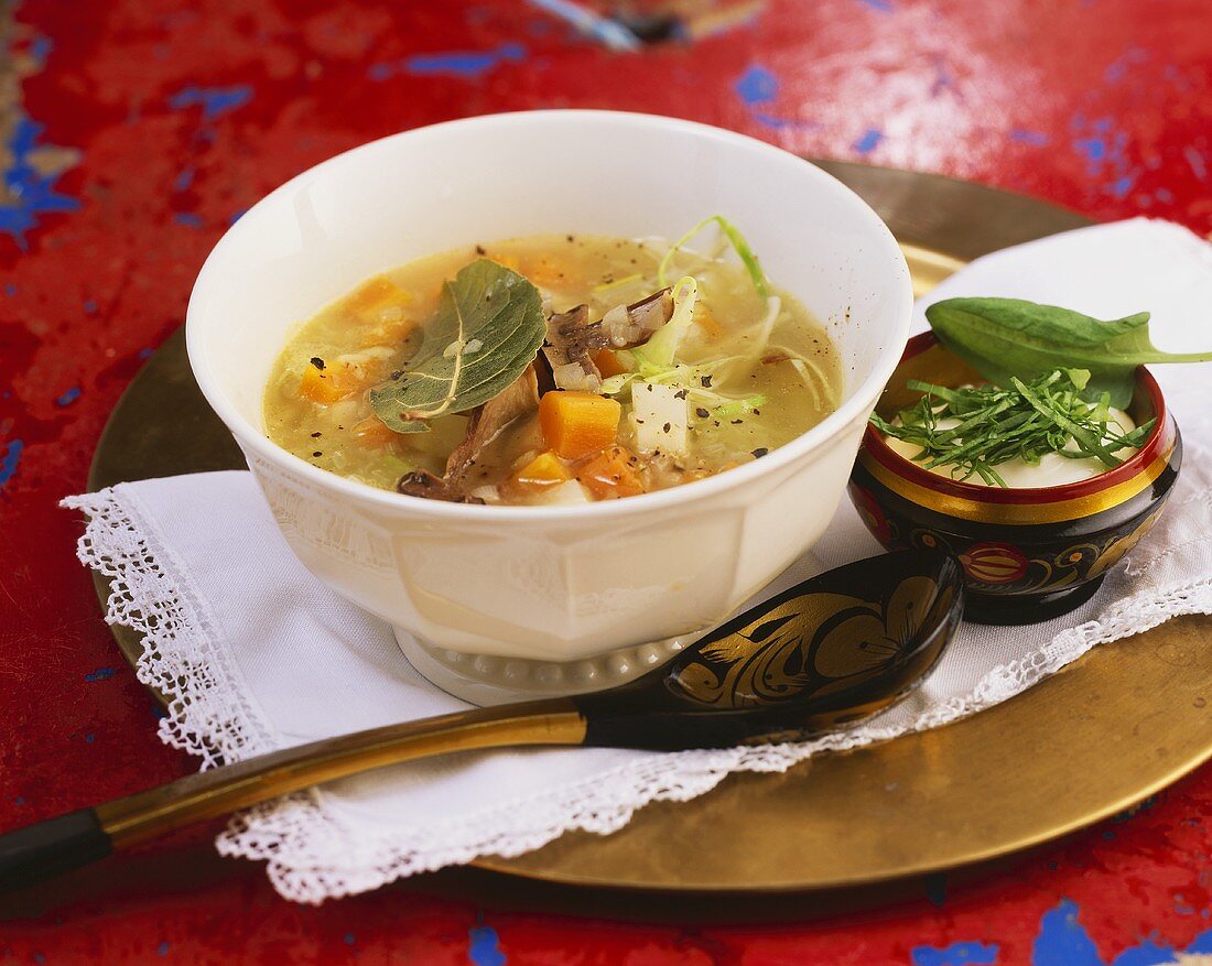 Shchi (Russian cabbage soup) with sorrel