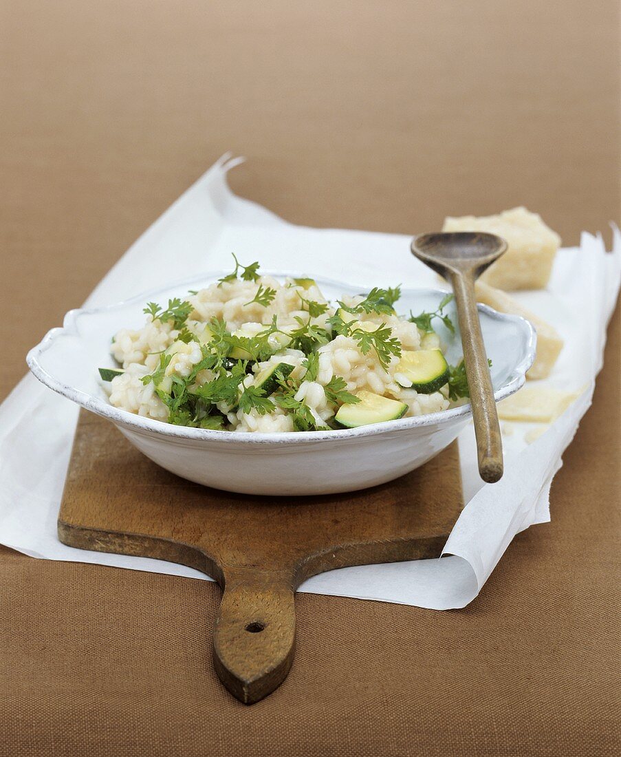 Courgette risotto with chervil