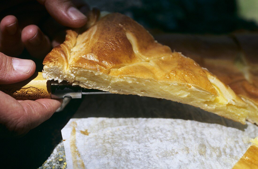 Tourte du Valgaudemar (Hefekuchen mit Vanillecreme)