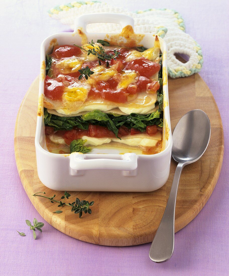 Lasagne made with quark and spinach