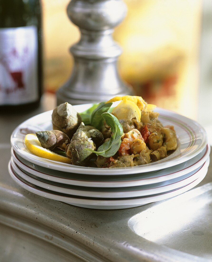 Whelks with vegetables