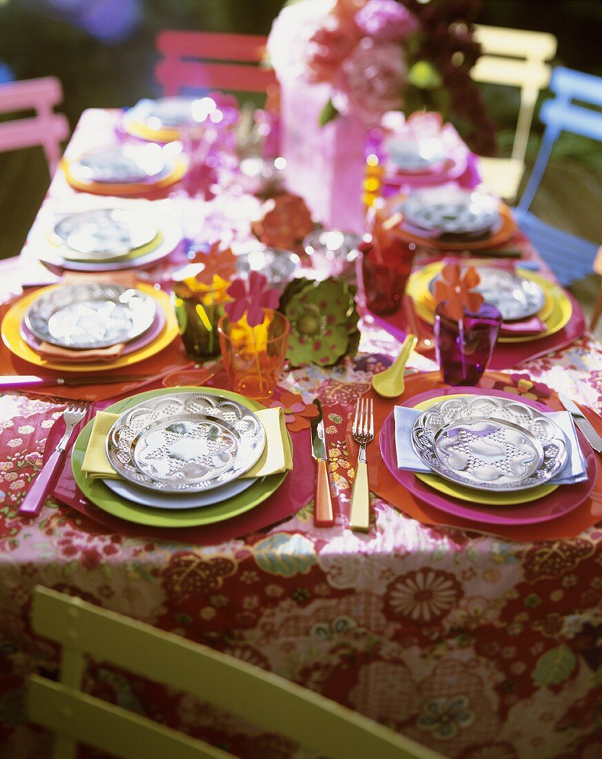 Colourful laid table