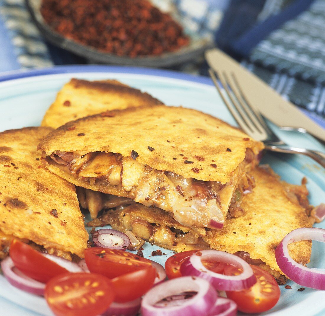 Fried cheese, mushroom and ham sandwiches