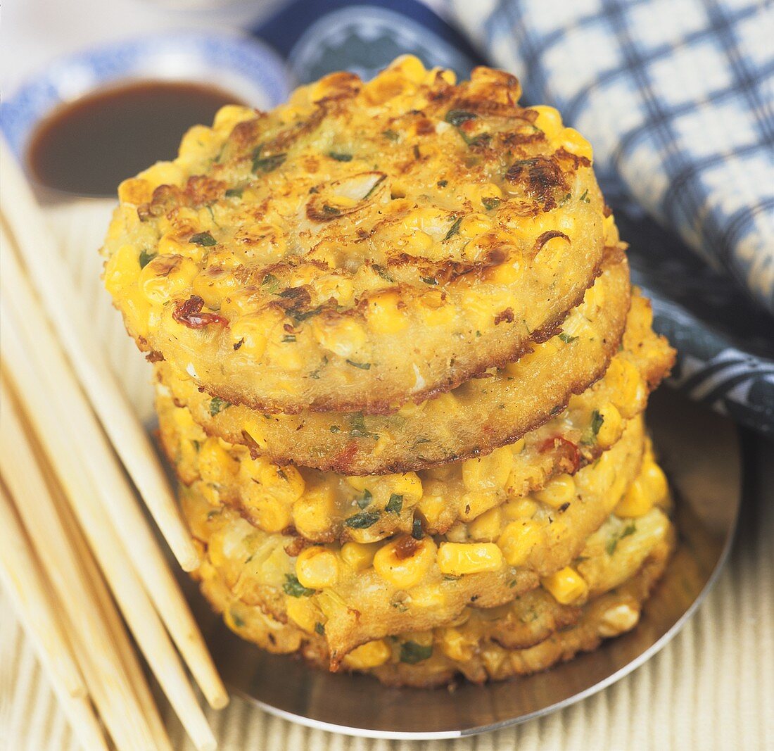 Stacked corn cakes