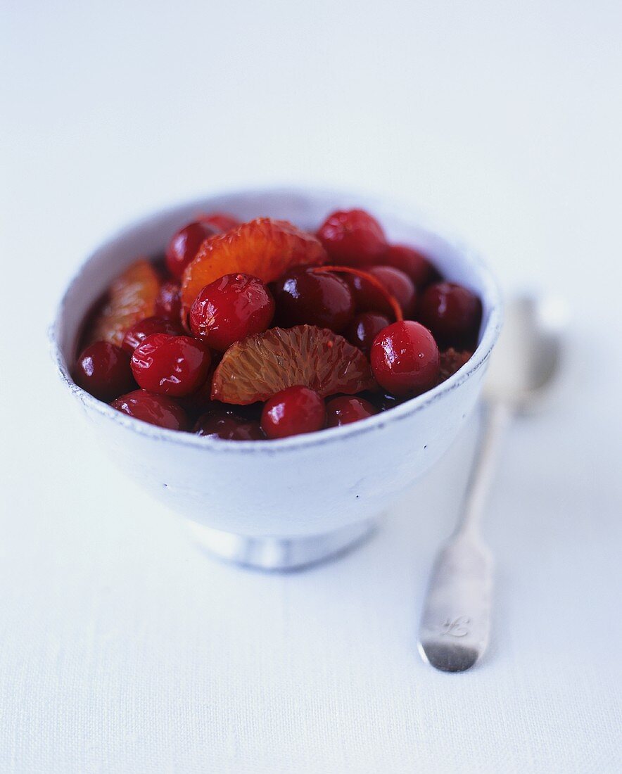 A small bowl of cranberry, clementine and port relish