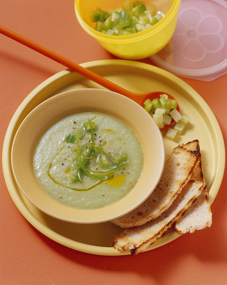 Green gazpacho with toasted white bread