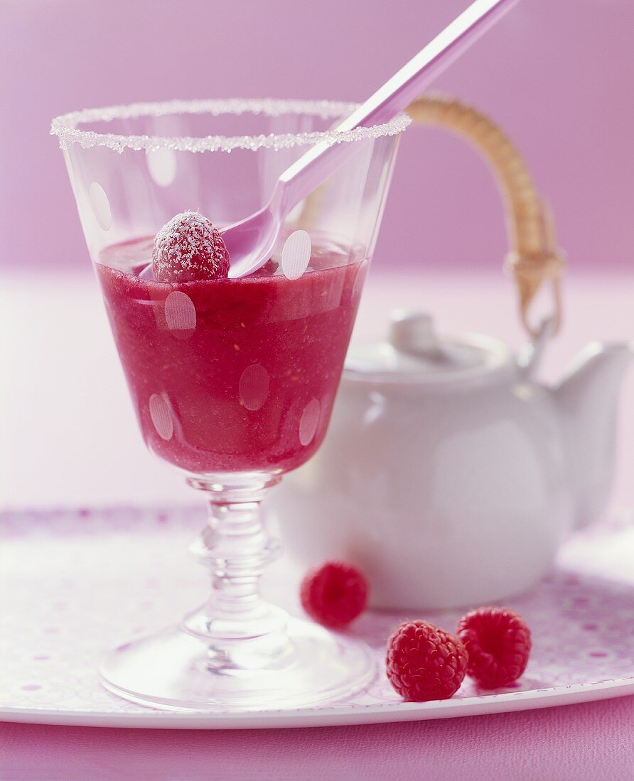 A glass of raspberry iced tea