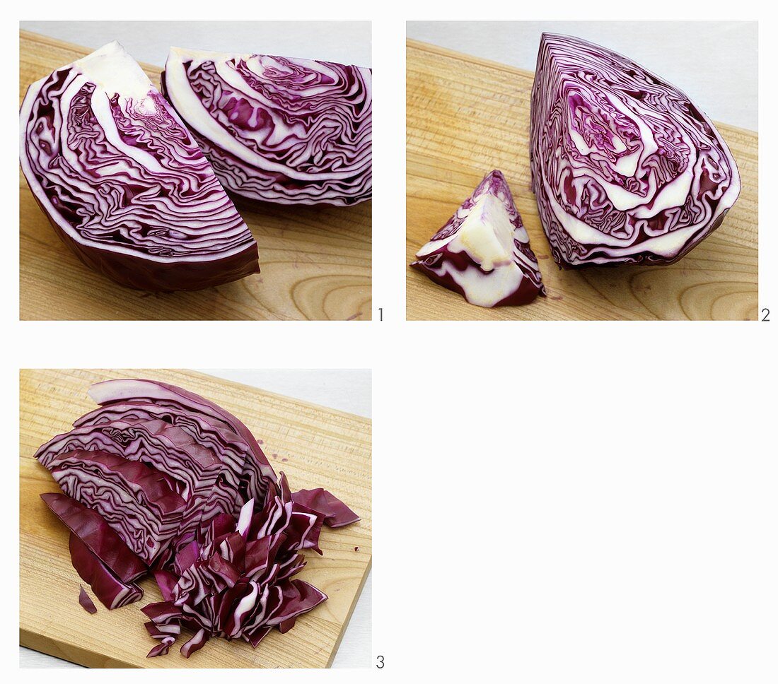 Rotkohl schneiden