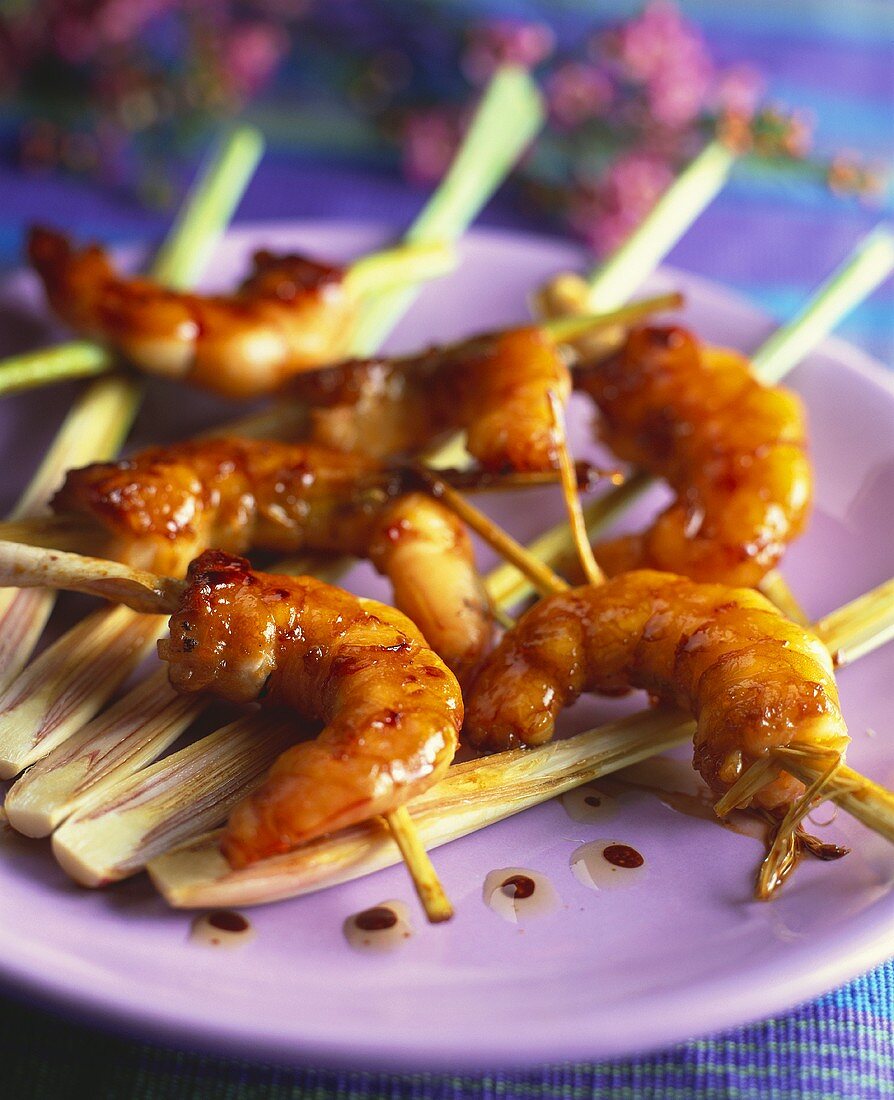 Prawns on lemon grass skewers