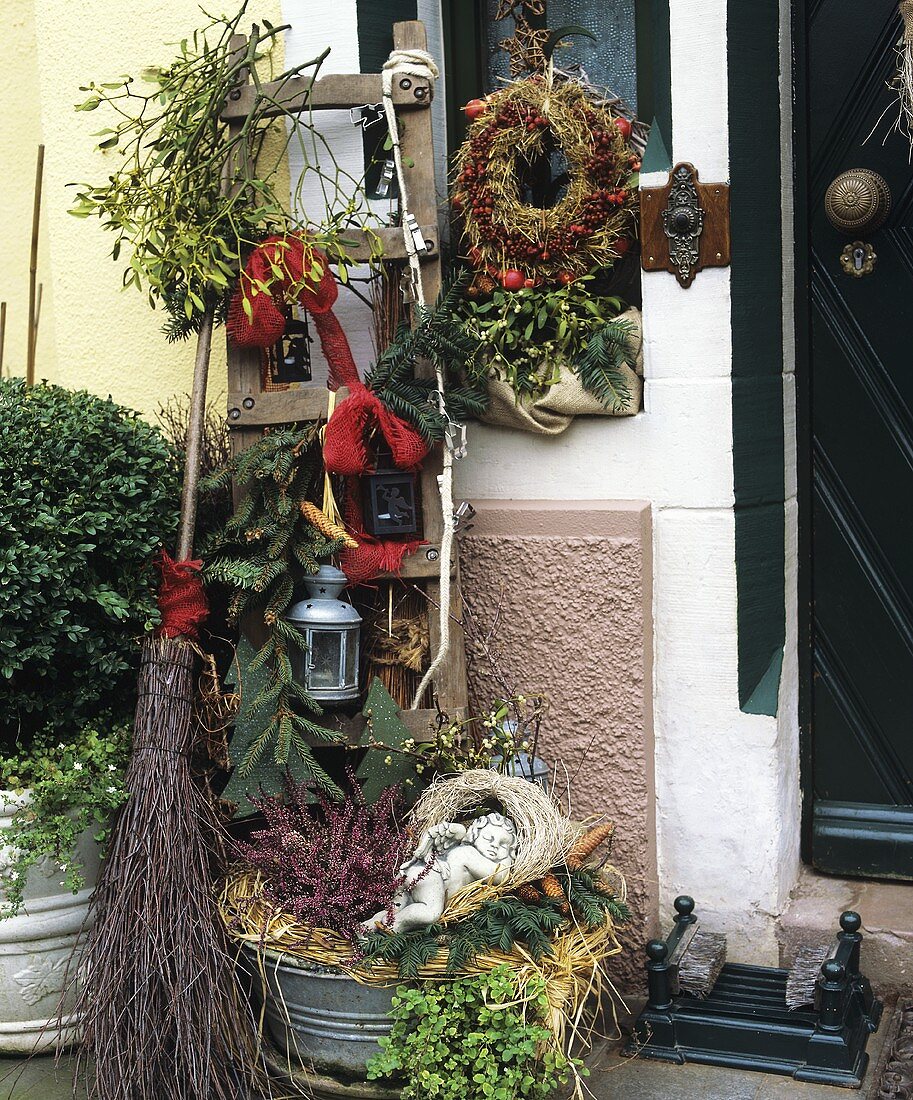 Decorations outside a house door