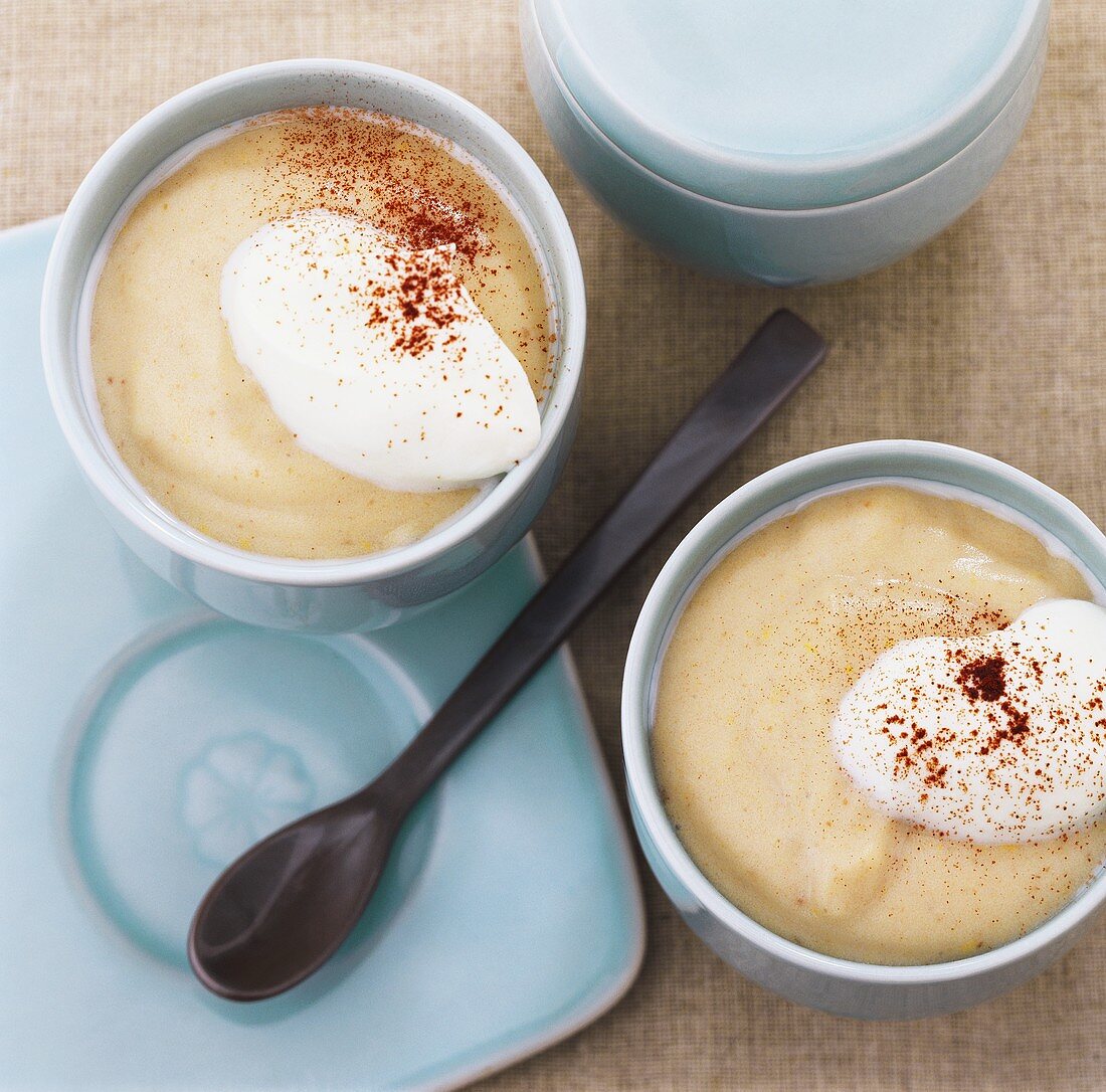 Chestnut cream with cinnamon in small dishes