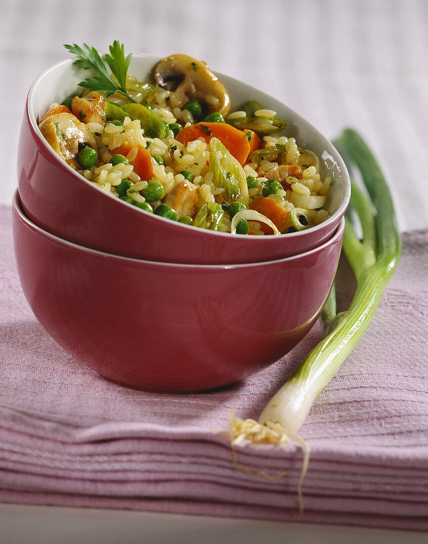Vegetable risotto with turkey
