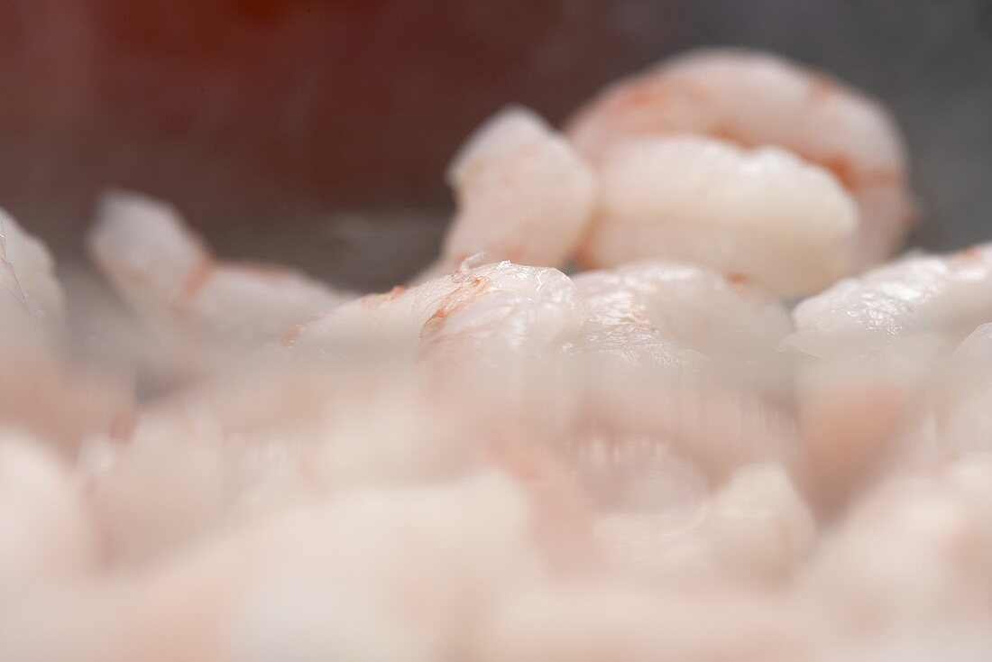 Cooked and peeled prawns (close-up)