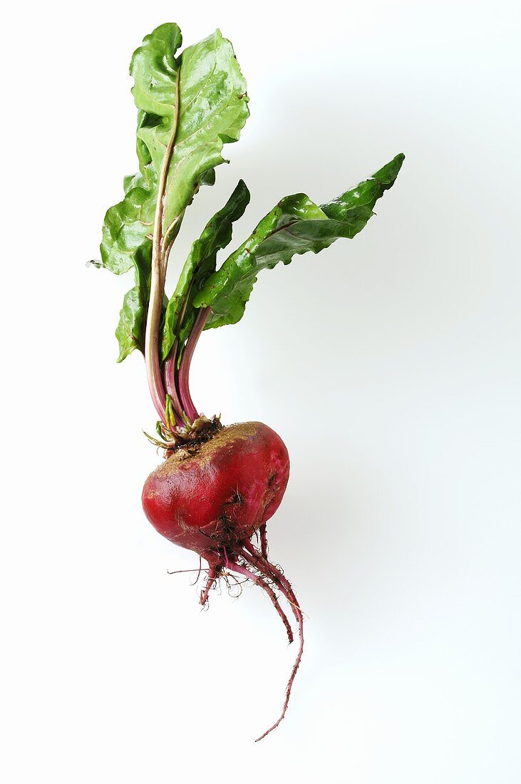 A beetroot with leaves