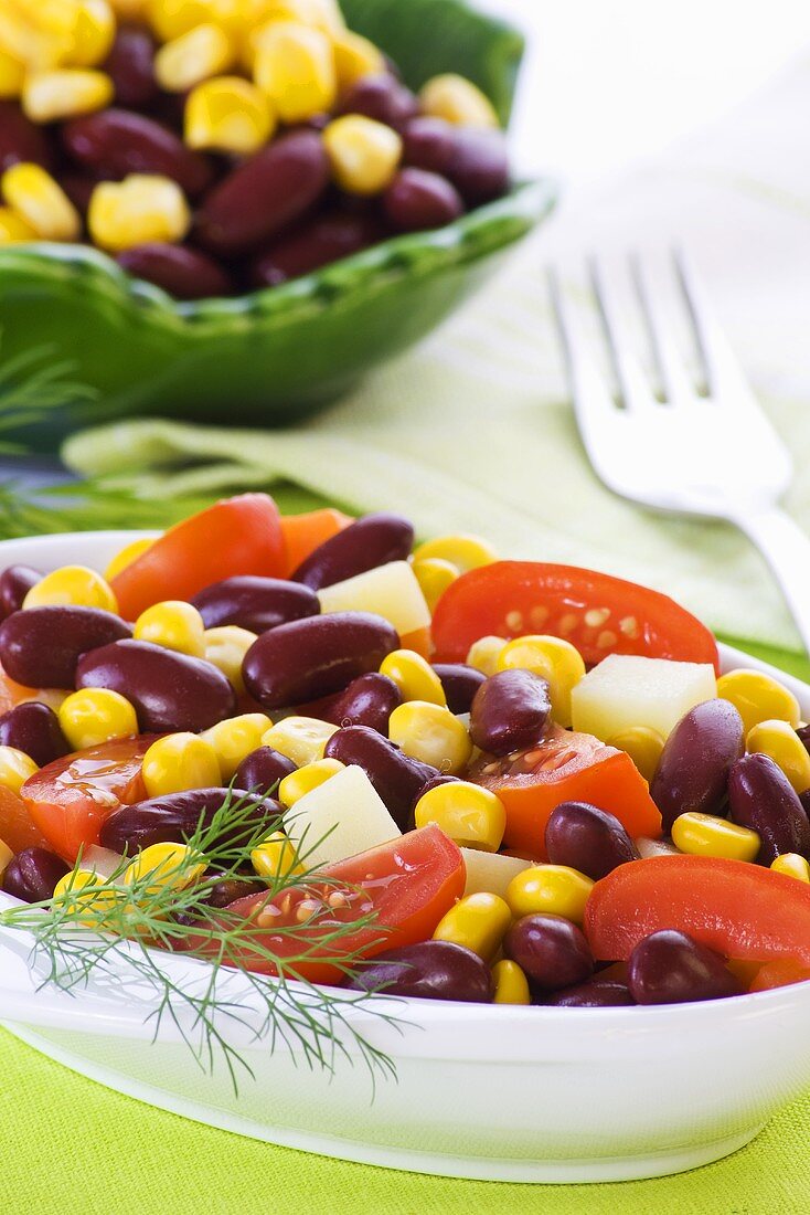 Bean salad with sweetcorn and tomatoes (Mexico)
