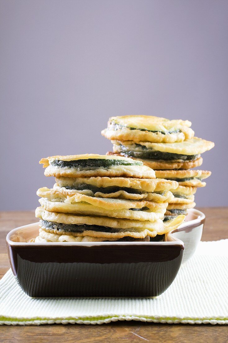 Deep-fried courgette fritters