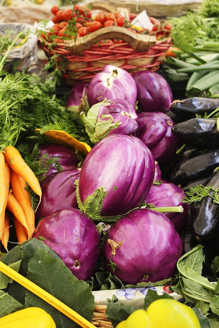 Aubergines at the market