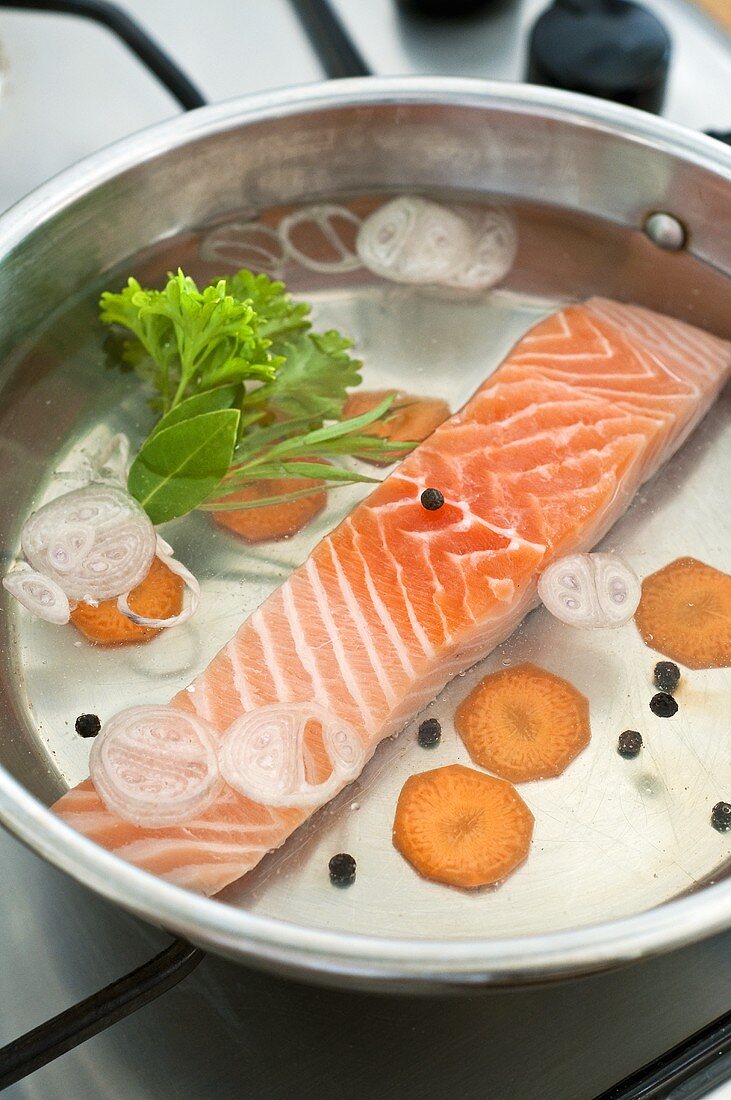 Poached salmon fillet