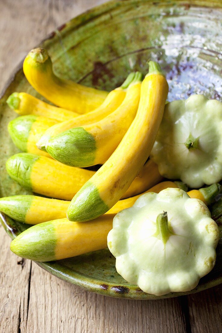 Courgettes and pattypan squash