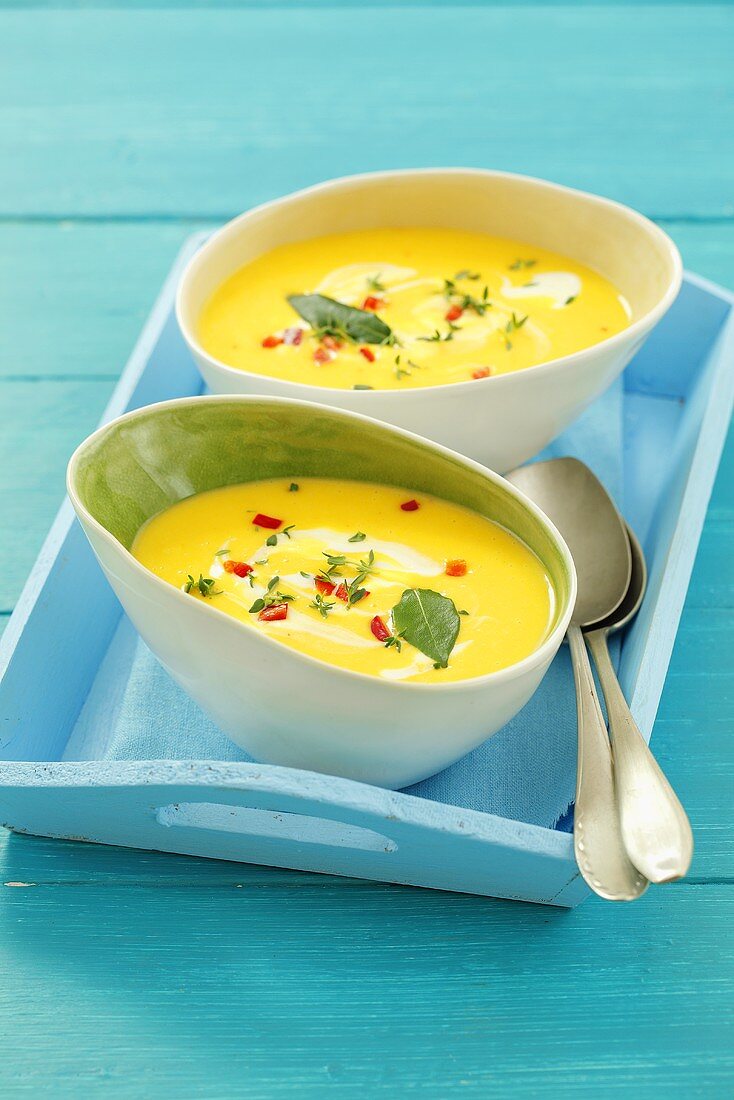Cream of pumpkin soup with chilli