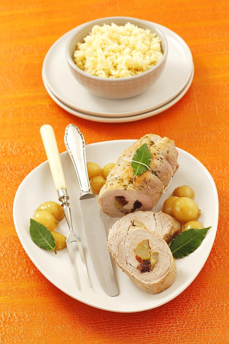 Pork roulade stuffed with mirabelles and raisins