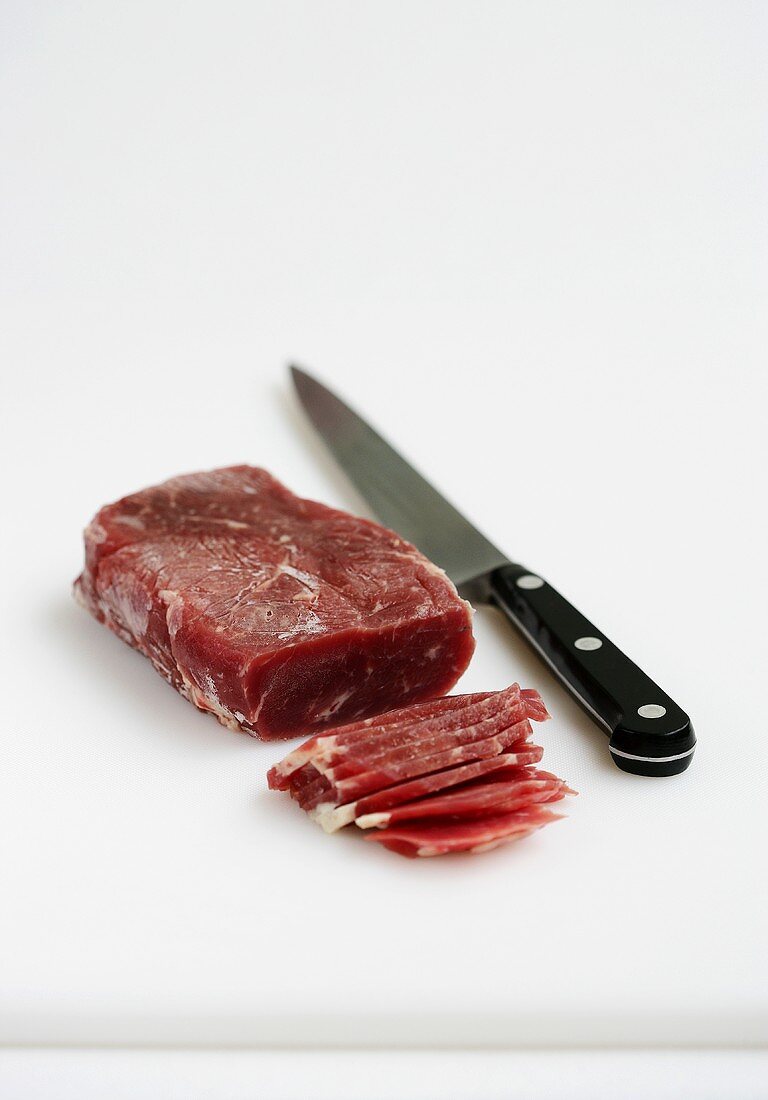 Thin slices of beef for pan frying