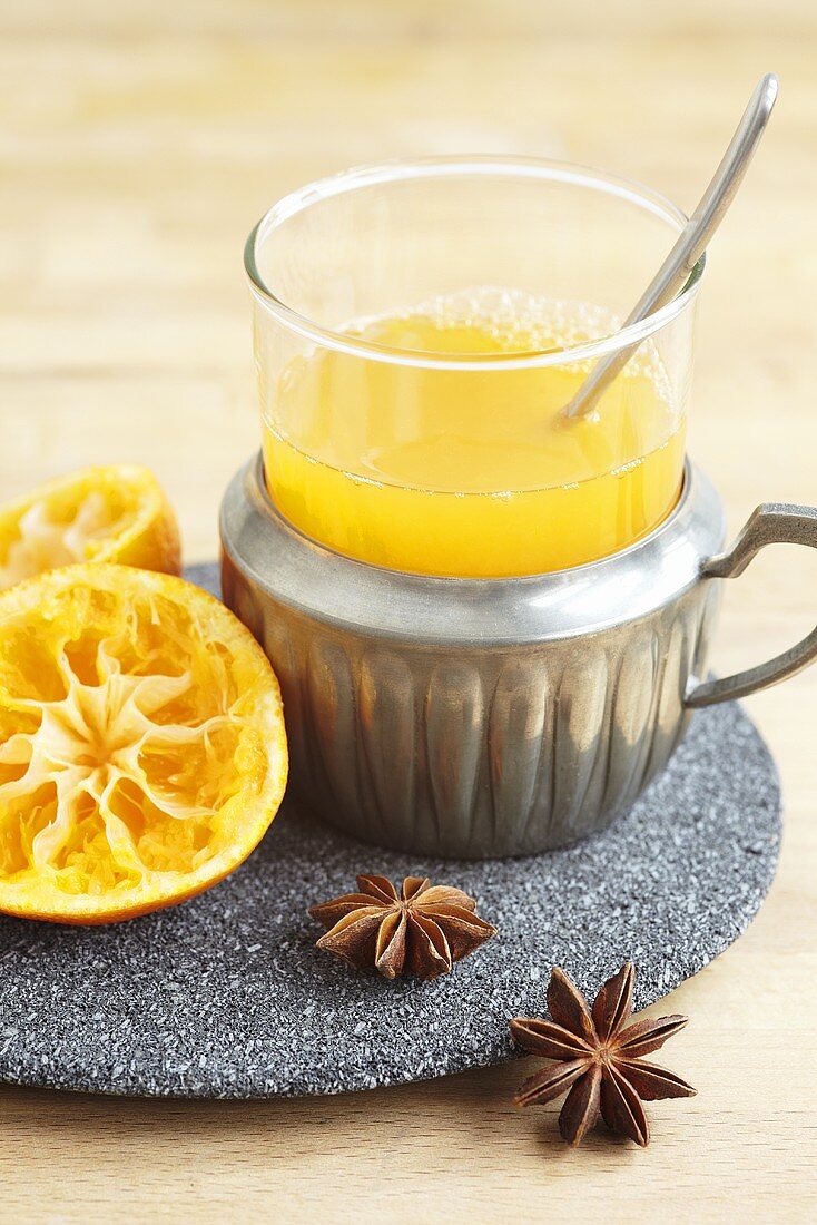 Mandarin punch, juiced mandarins and star anise