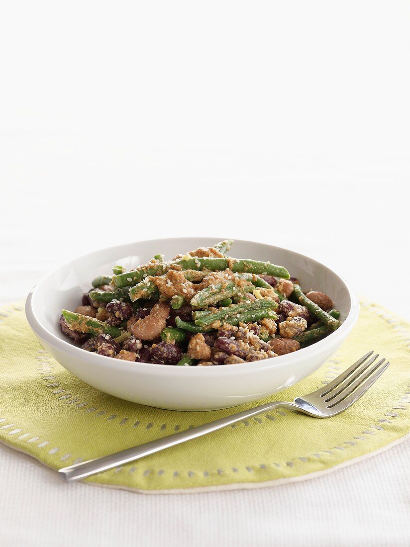 Bean salad with a sesame dressing
