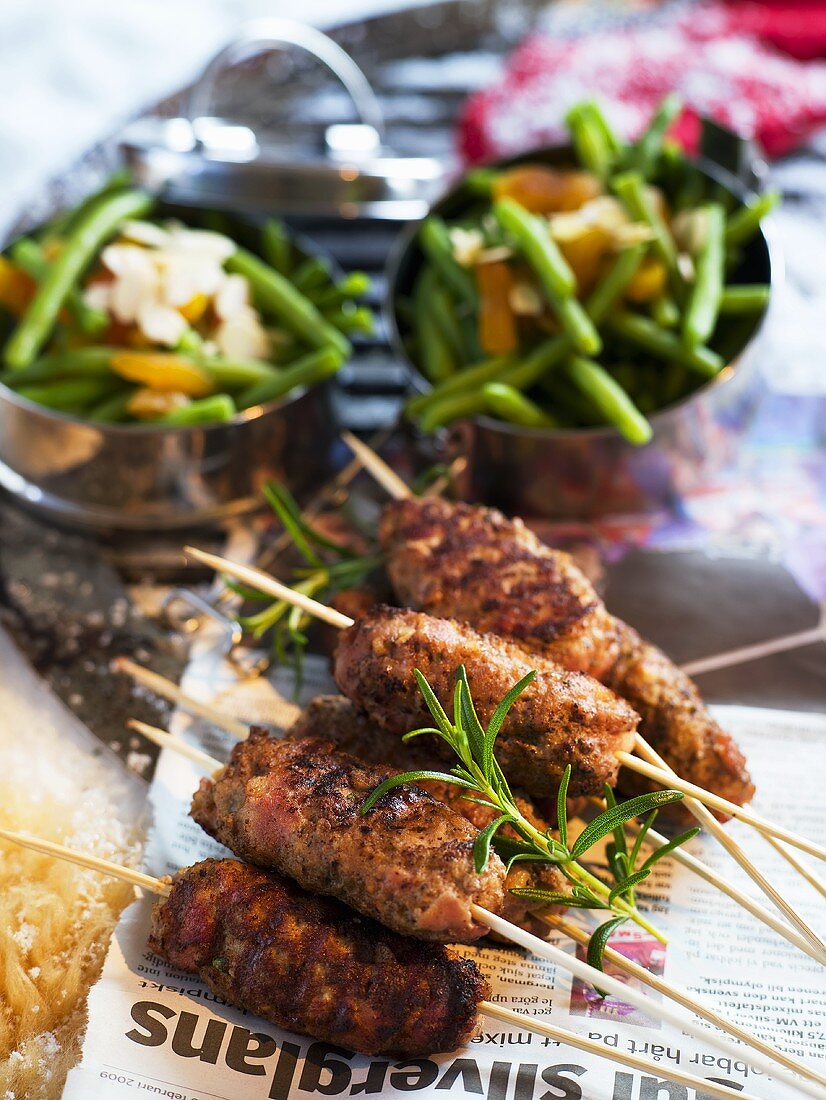 Lamb kebabs with rosemary from the grill