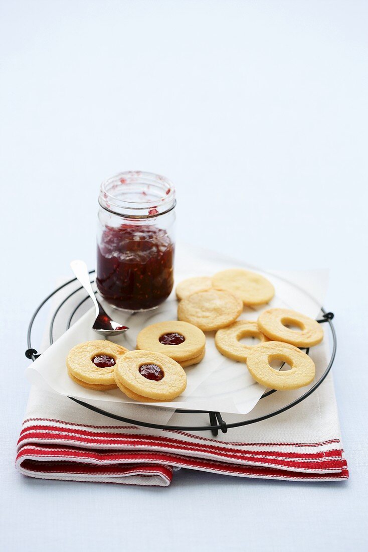 Shortbreads with raspberry jam