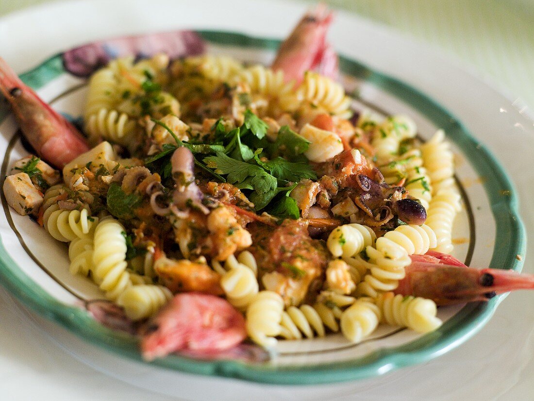 Pasta alla pescatora (Nudeln mit Meeresfrüchten, Italien)