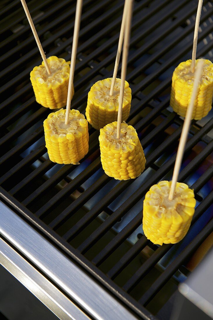 Corn cobs on a barbeque
