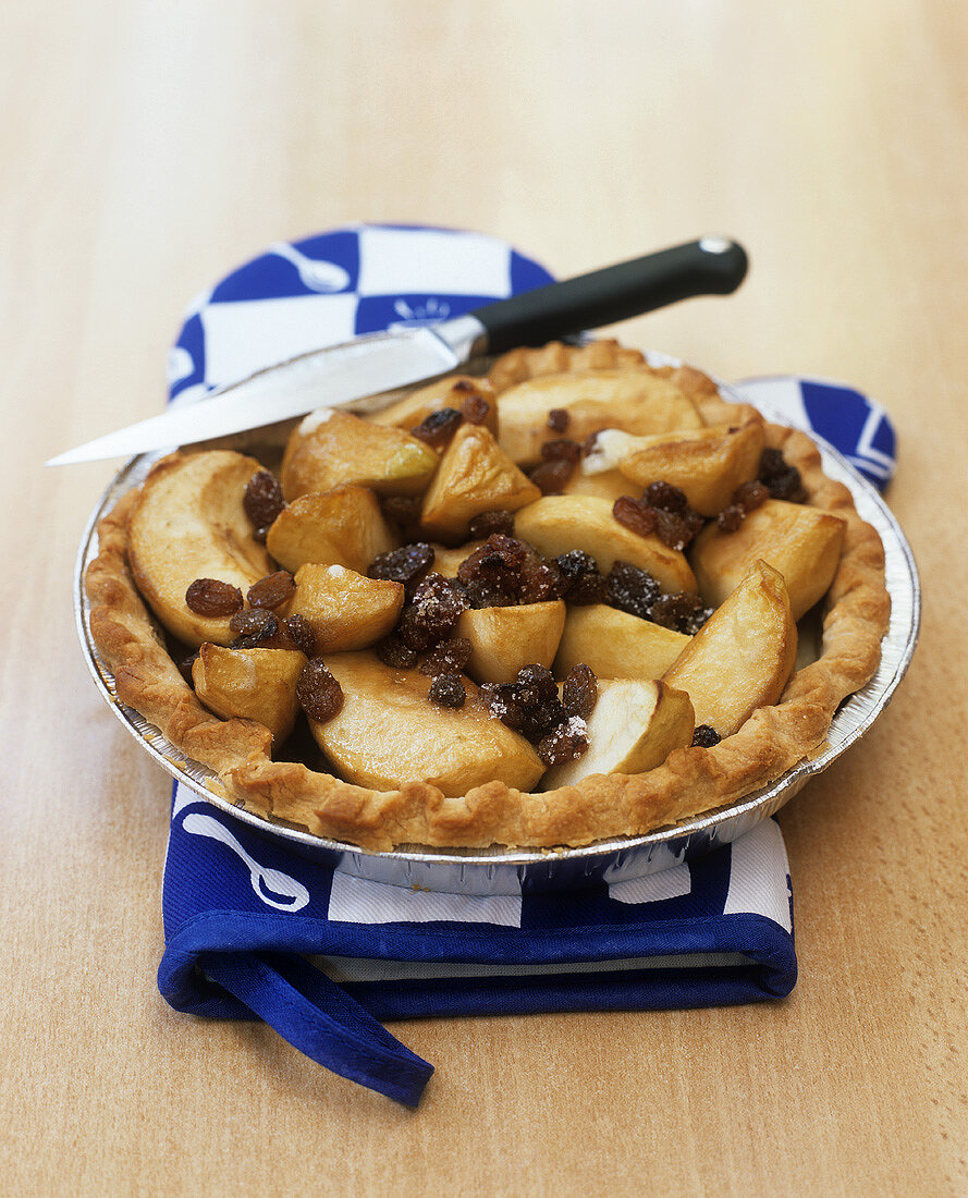 Whole apple and raisin tart