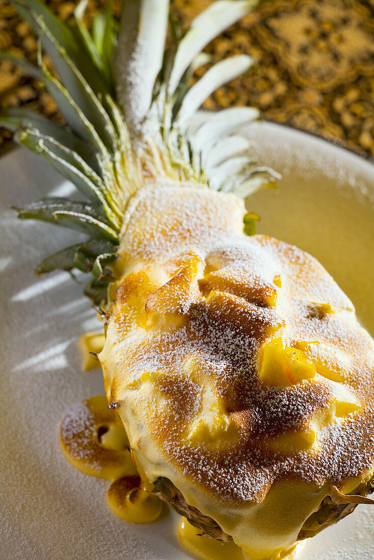 Pineapple gratin with zabaglione