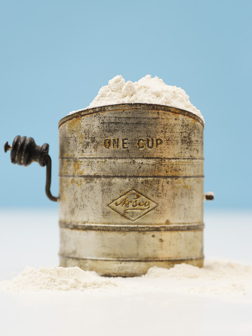 Flour in a flour sieve