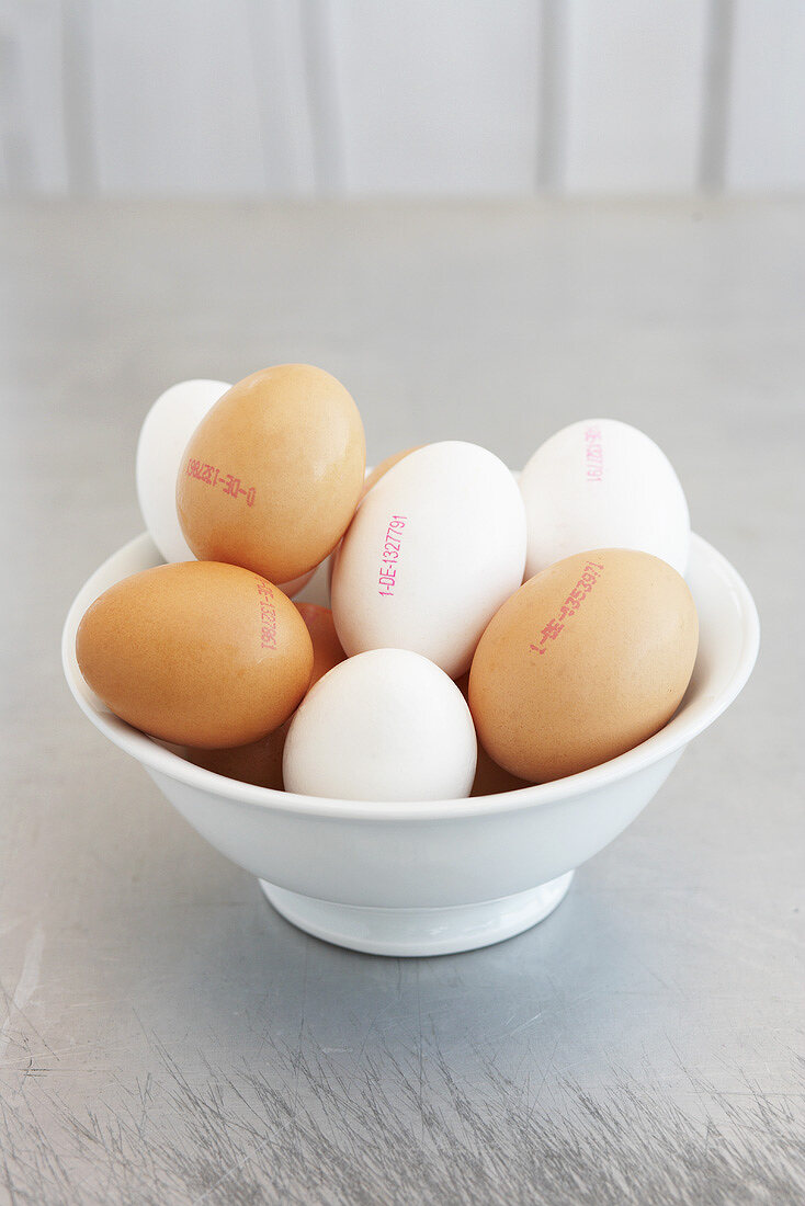 Several fresh eggs in a bowl