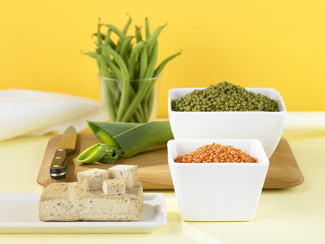 Various types of beans with tofu