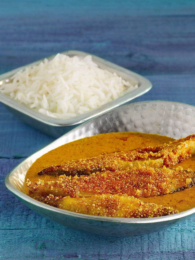 Fischcurry mit Reis