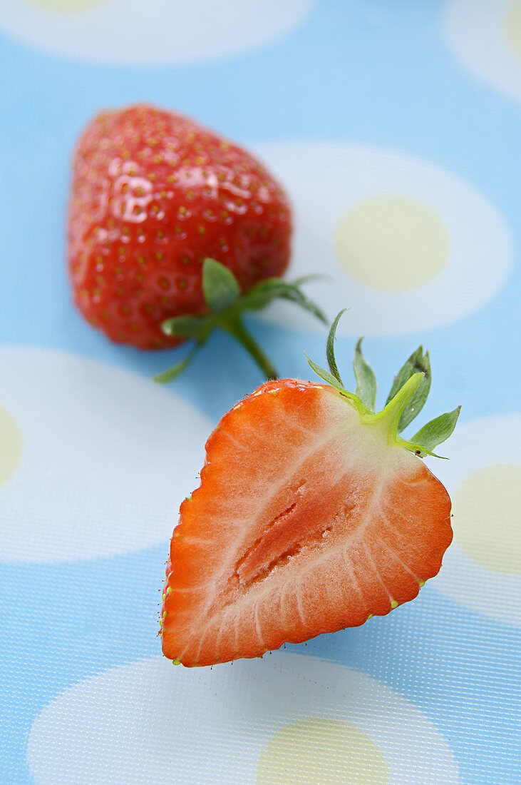 A halved strawberry