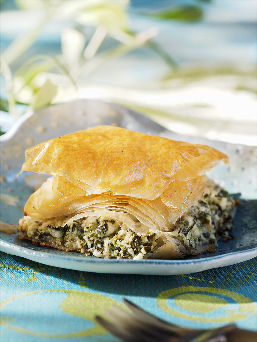 Filo pastry filled with feta and herbs