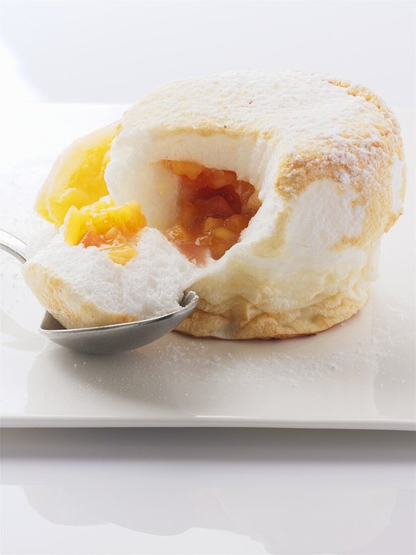 Soufflé with apricot filling