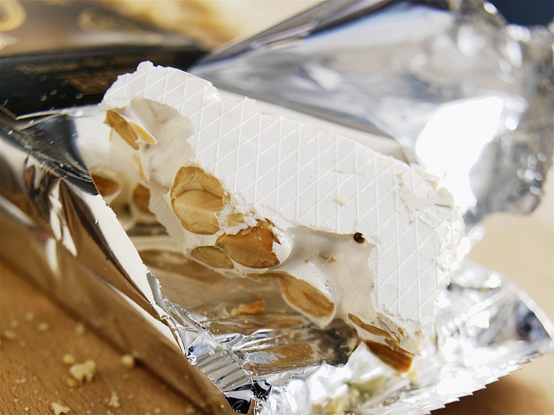White nougat with packaging