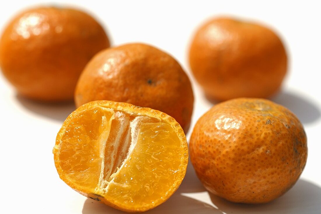 Mandarin oranges, four whole and one half