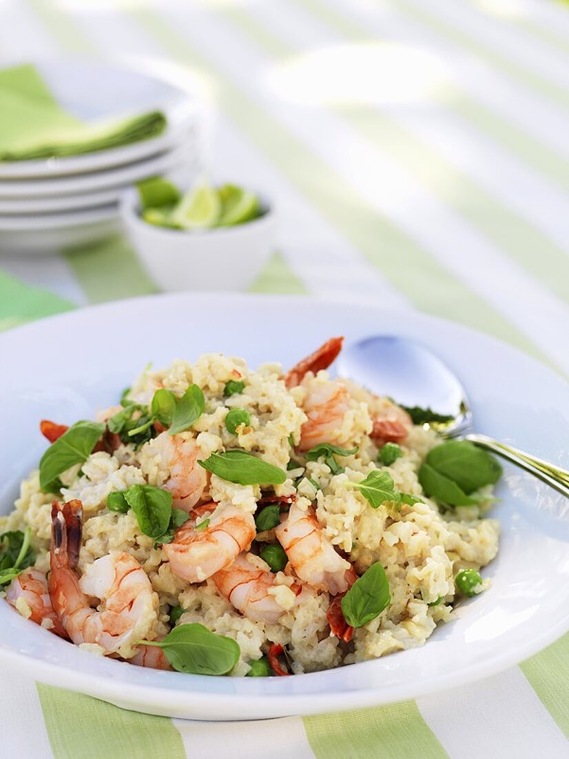 Risotto with prawns and basil