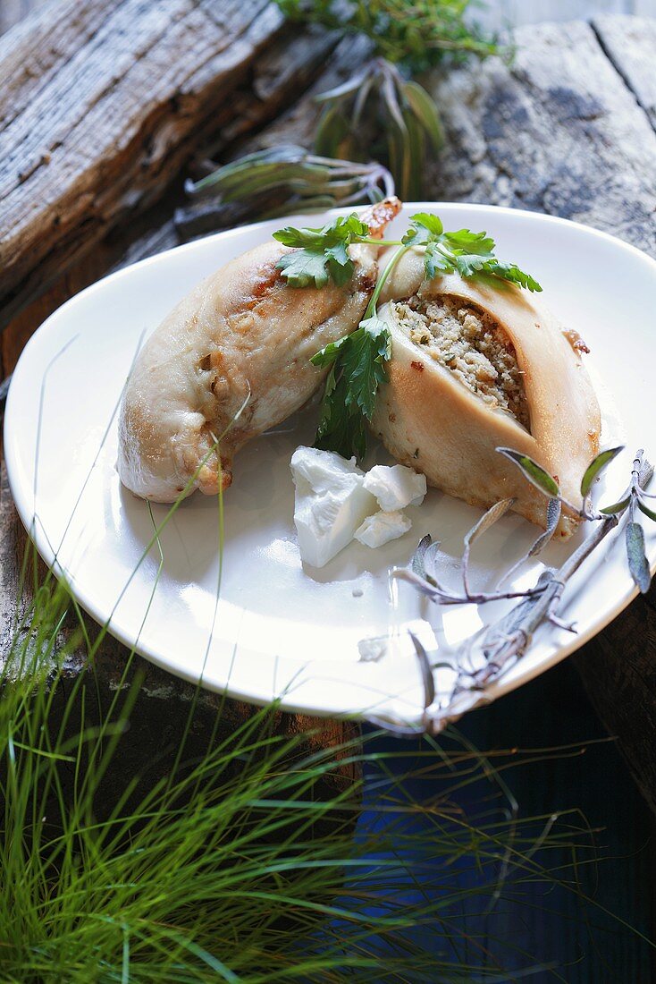 Grilled chicken breasts with herbs